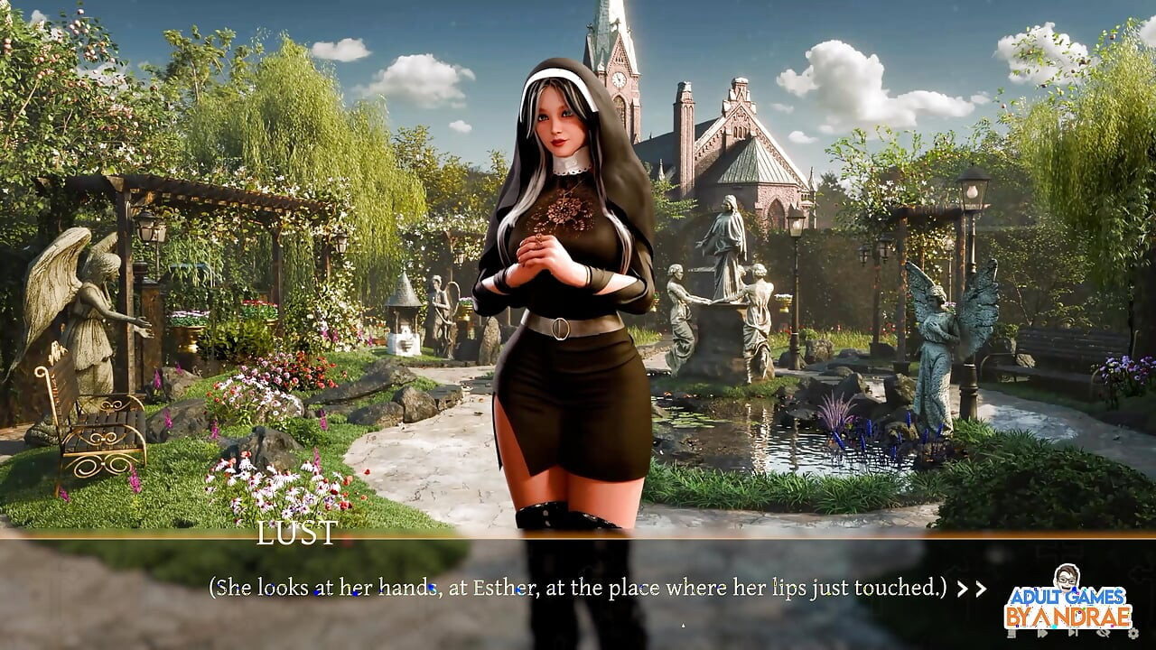 Stepsisters in Sin Gameplay Part 19 - Helga Caught Fingering in Front of the Altar