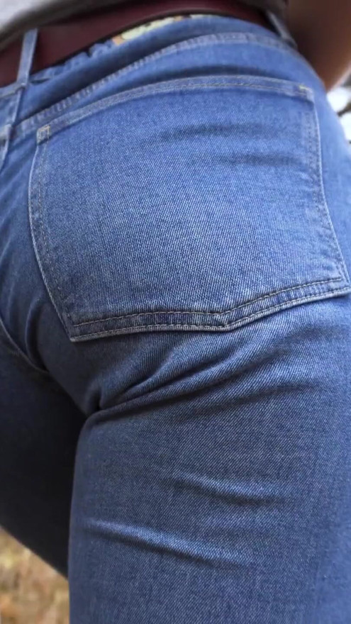 Milf In Blue Jeans Teases Her Amazing Ass Outdoors | Clip 1
