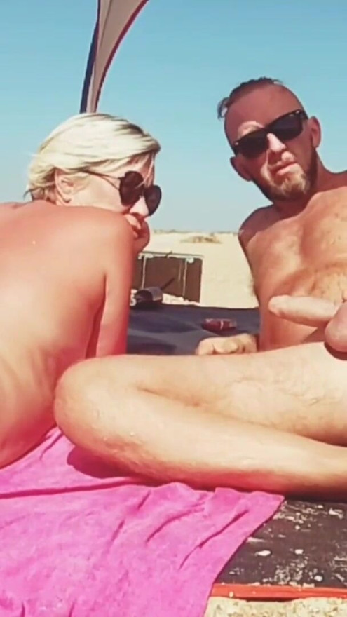 Cumming in my stepmom's mouth on the beach | Clip 3