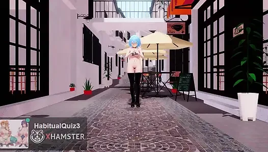 MMD R18 Shishi Lamy Heart Pie, танец зал траха с жестким дилдо Ahegao, секс-танец, публичный гэнгбэнг, 3D хентай