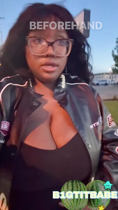 Huge tits outside almost caught+ walking around