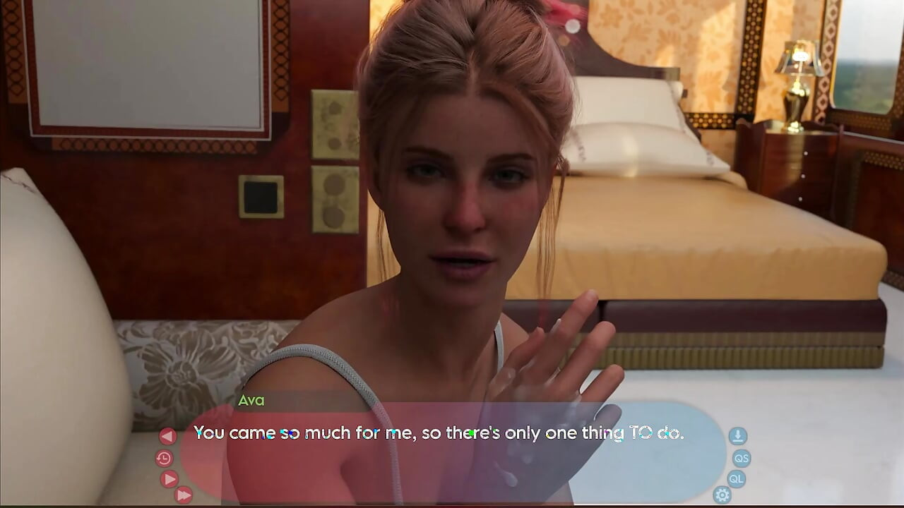 She strokes his penis with her hands. gameplay