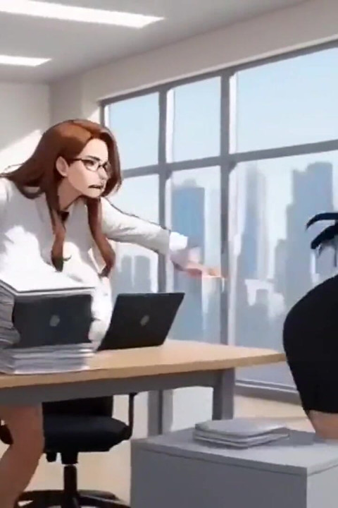 Escritório de peitos enormes engraçados, ai animation