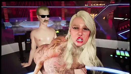 Bimbo Mega Fake Tits Fuked Hard in Disco