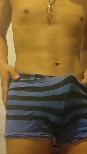 Young man with big cock masturbates