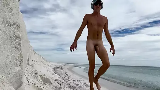 Perfect beach spot to get naked and jerk my big dick