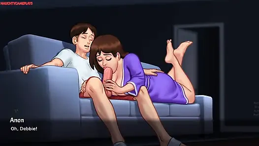 Summertime saga teil 30 von dark Zurechen - MILF Vermieterin lutscht seinen riesigen schwanz und gibt ihm einen schönen fußjob