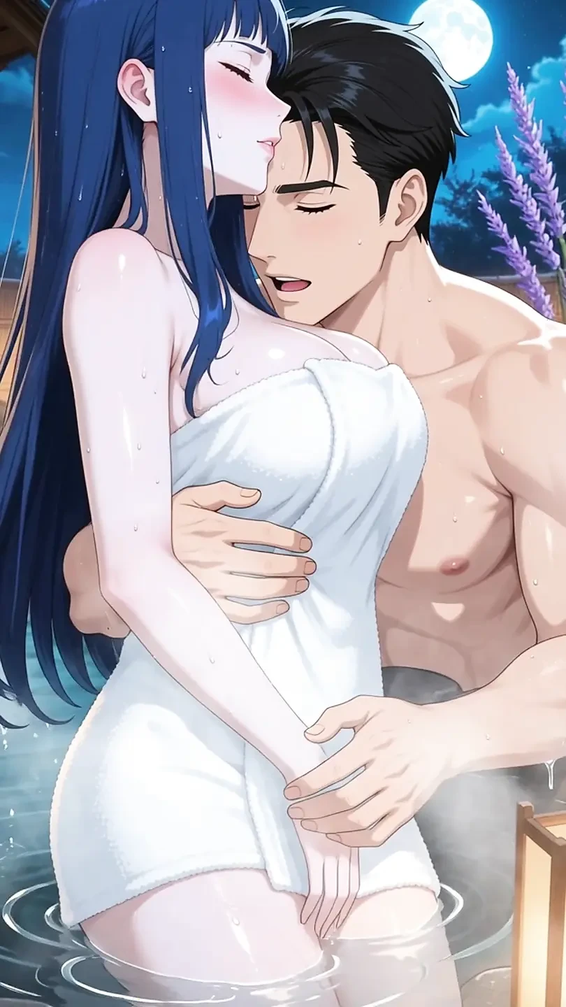 The ex enters the jacuzzi, seduces her and Hinata ends up reconciling with an intense fuck - AI-generated content