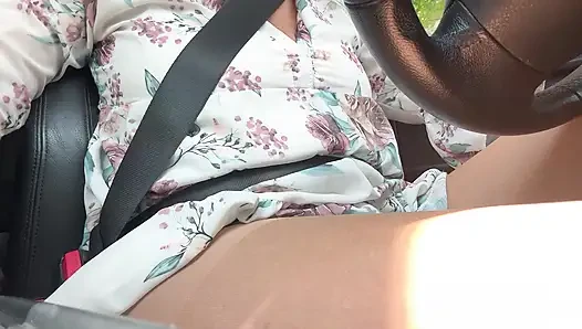 Sexy lady driving home and watch me do it