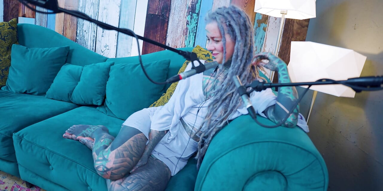 I talk about P - Passion - ASMR podcast SFW talking goth skinny girl dreadlocks tattoo model inked girl