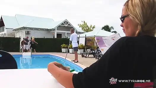 Blonde Milf Gets Intimate Outdoors with Bald Muscular Stud