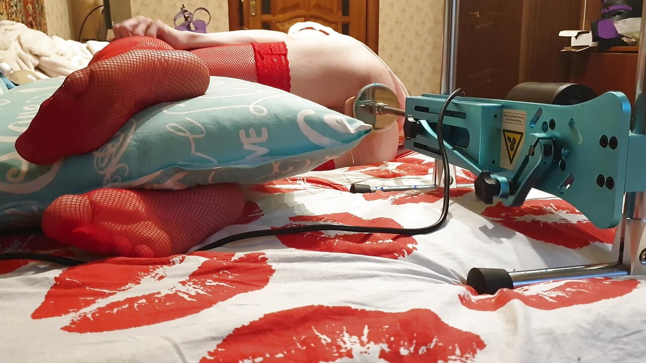 Sissy have anal sex with fucking machine homemade