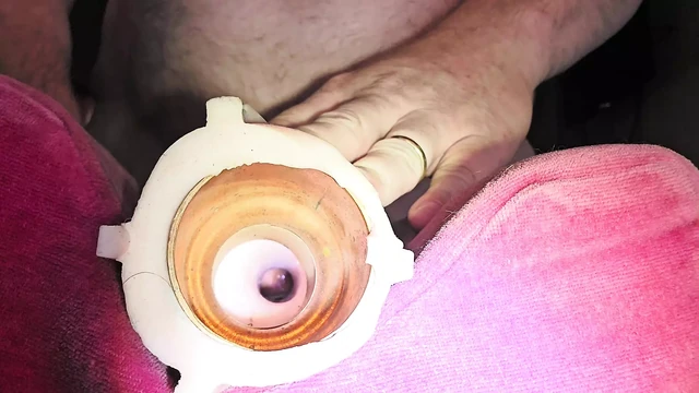 Watch me spurt my cum into my fleshlight from the other end