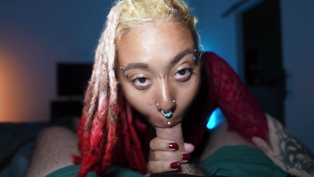 POV Quickie Creampie Before Bed - Pretty Mixed Girl with Dreads & Big Ass