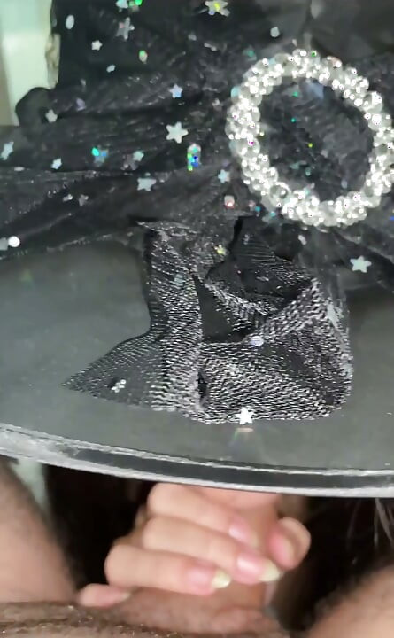 And This View of the Little Witch Sucking with Her Back to the Mirror