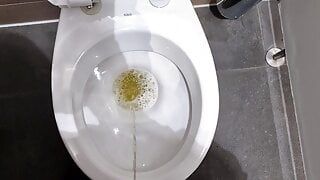 Guy peeing in the public toilets during work time 4K