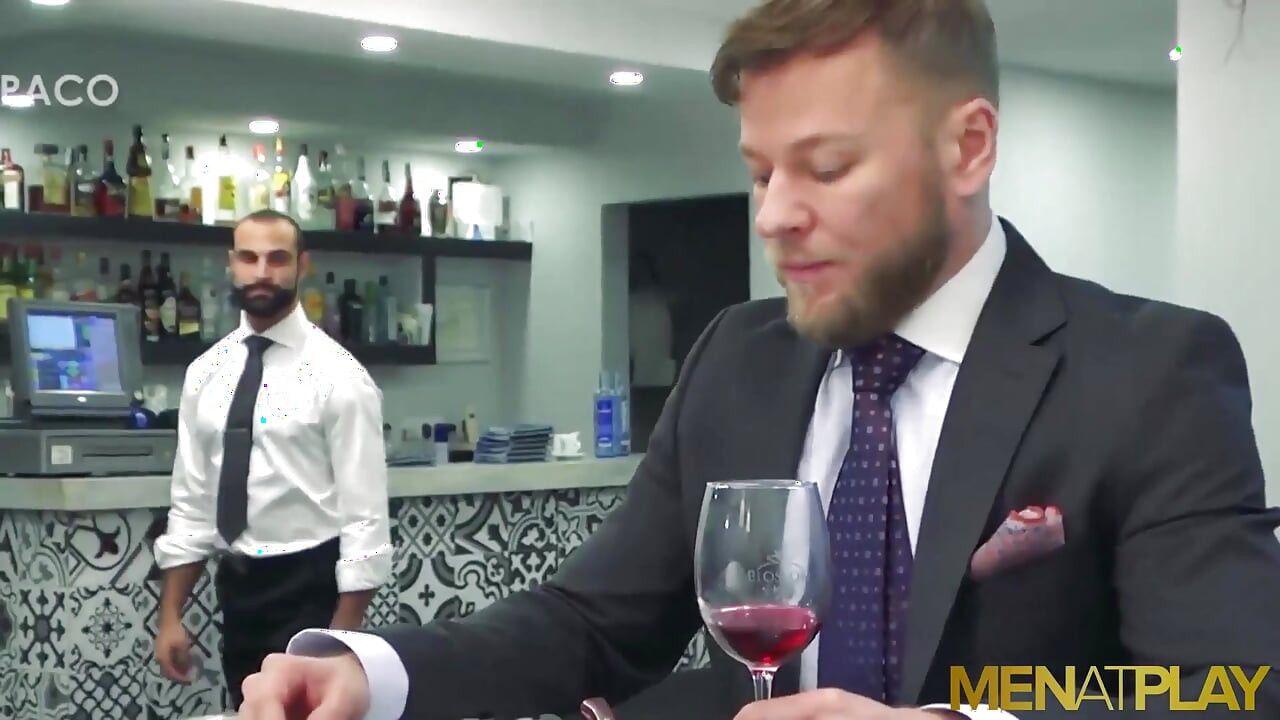 MENATPLAY - Businessman Matthew Anders fucks bearded waiter