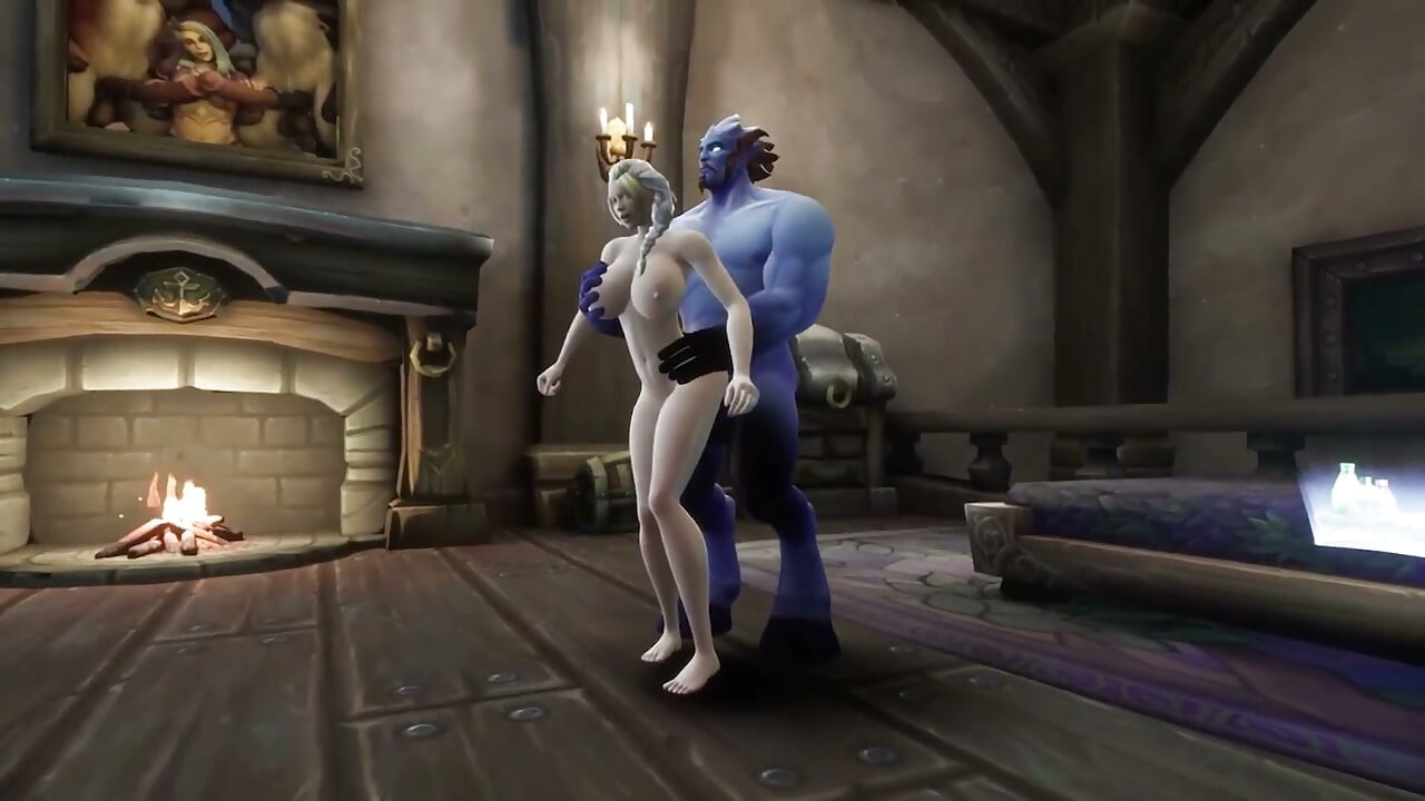 Blonde heks neemt grote blauwe lul - Warcraft-parodie