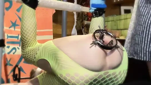 Sissy D tied up and played in the ass cunt