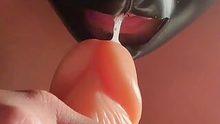Sucking a dildo part two