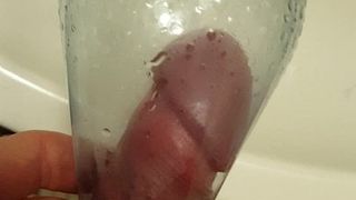 cock in bottle and cum after