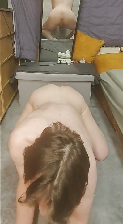 Doggy anal with a mirror