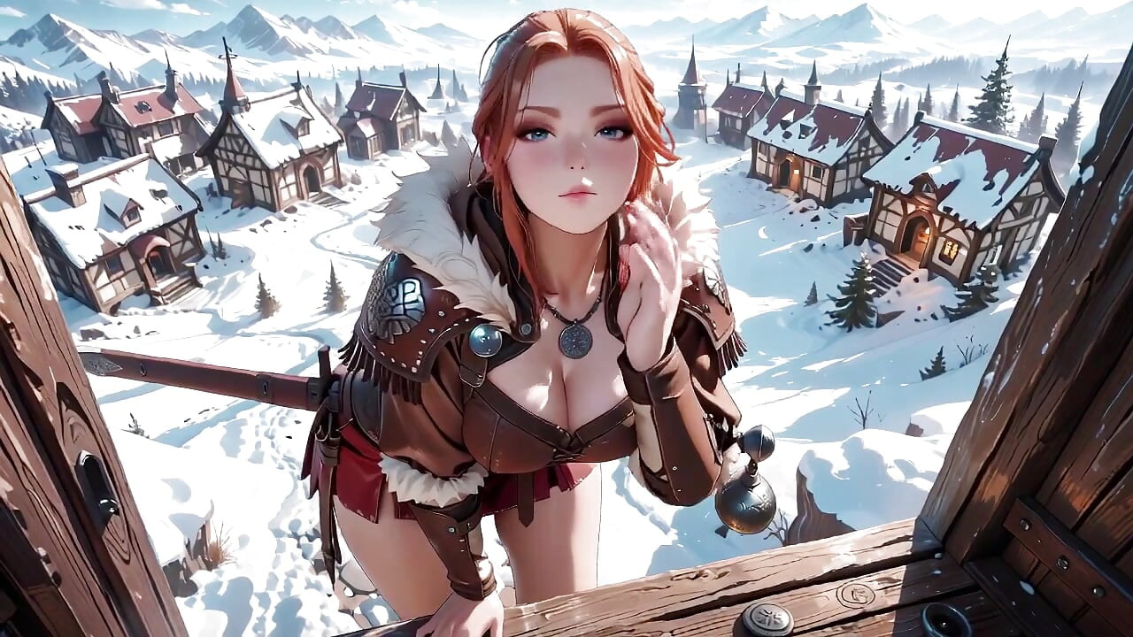 Forbidden Leather Armor Seduction in Medieval Village. Cold Queen Unzips Her Gear & Goes Wild!