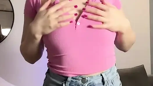 Young Blonde in Denim Skirt No Panties Close Up Wet Pussy