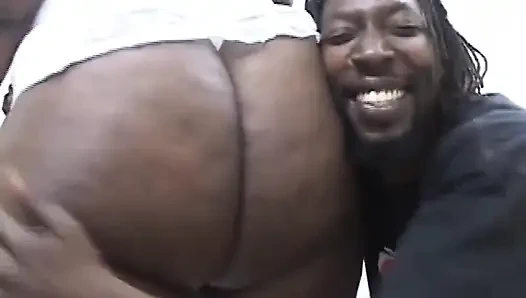 Big black ass chubby loves the cock in pussy in mouth...cum on ass