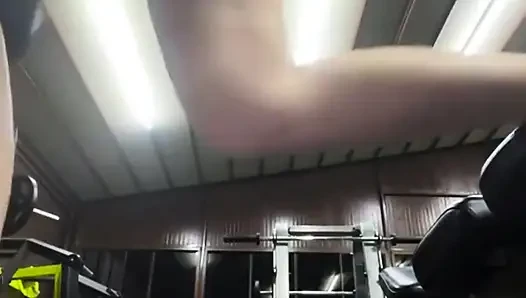 Hot Girl in the Gym Training and Play with Herself