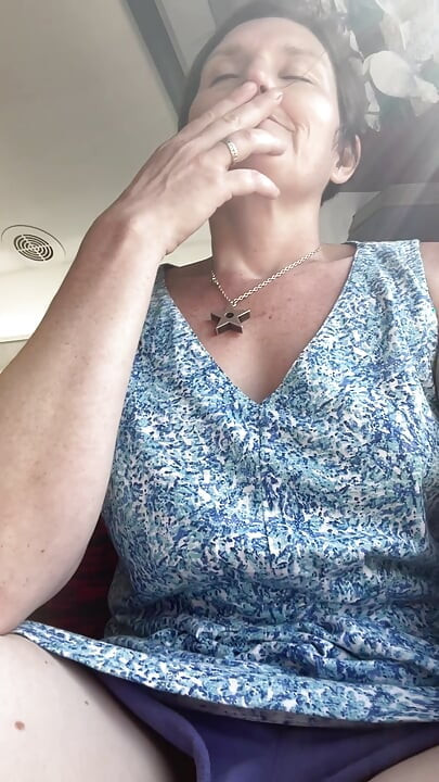 Stepmom Plays with Her Smelly Pussy at the Back of the Bus, Then Sniffs and Sucks Her Stinky Fingers!