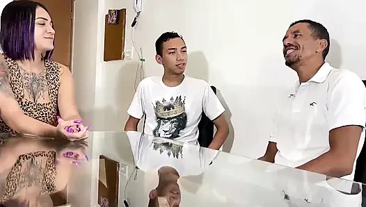 Stepdaddy Fucks His Stepson's Girlfriend With Him