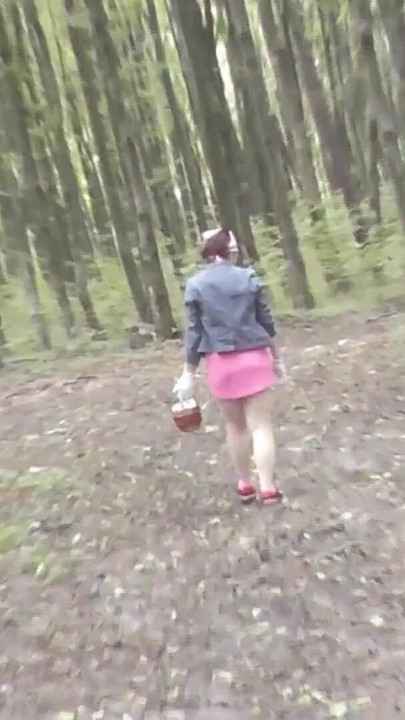 Powerful moment from "Mommy Milf walks without panties in the forest, picks mushrooms."