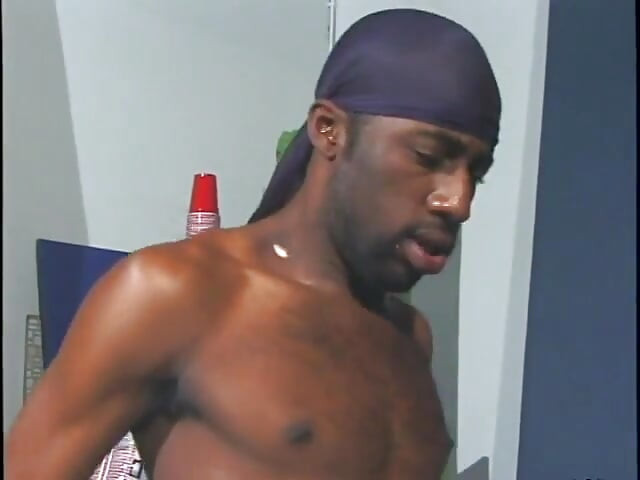 Horny stud deep throats randy black guy's tool on his knees