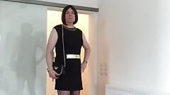 Nicki-travestito nuovo Melrose-dress, collant e stivali