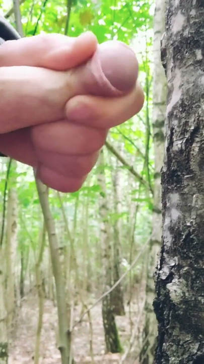 Contact with nature ended with a wank between the trees and a juicy orgasm. | Clip 1