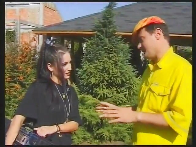 Superb brunette sucks and rides hard cock outdoors