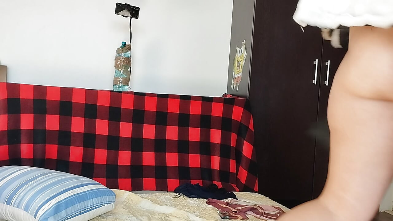Sexy wife with hairy pussy dances naked. Wife hairy pussy, big tits, big ass.
