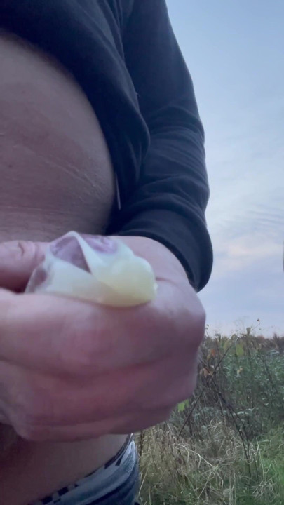 Used condom with sperma in the forest | Clip 1