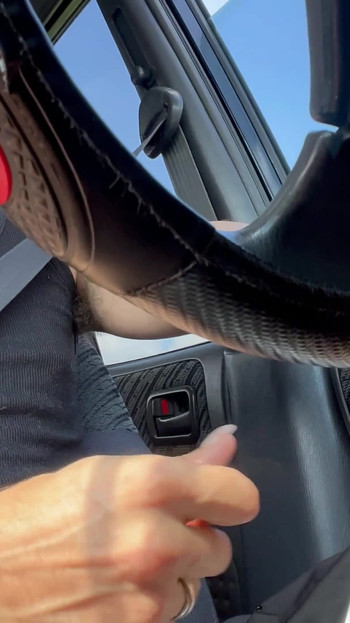 Stunning moment from "Horny faggot compilation jerking on the road"