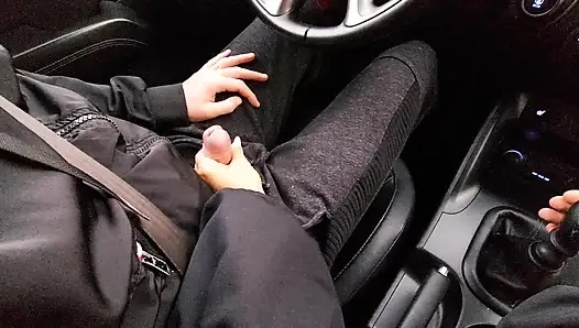 Stepmom seduces her stepson in the car with her sexy legs