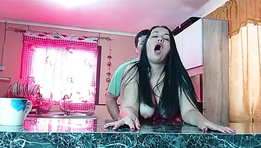 Latina Housewife Stepmom Fucked Hard in the Kitchen - Standing Fuck Casero