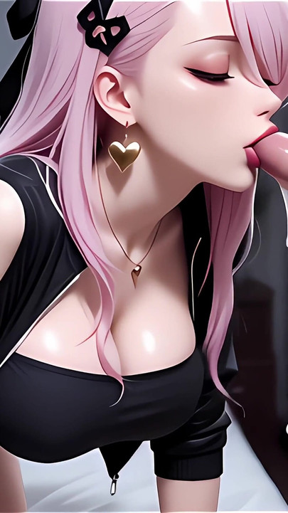 Anime Hentai Uncensored, Pink-haired Chick Sucks Your Cock by a Glory Hole, Fuck Her and Cum on Her!