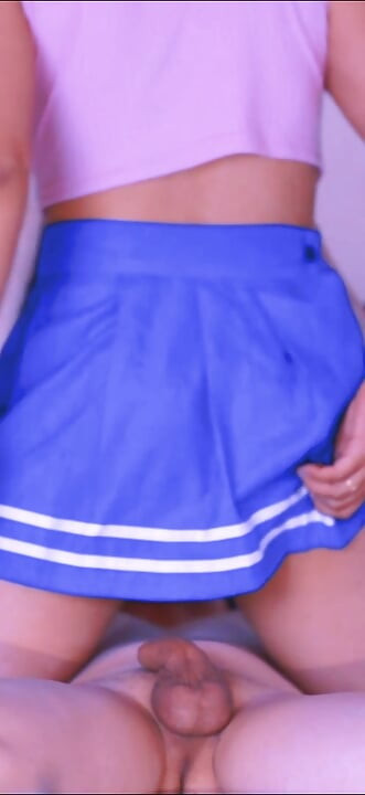 The schoolgirl seduces her stepbrother and jumps on his hard cock
