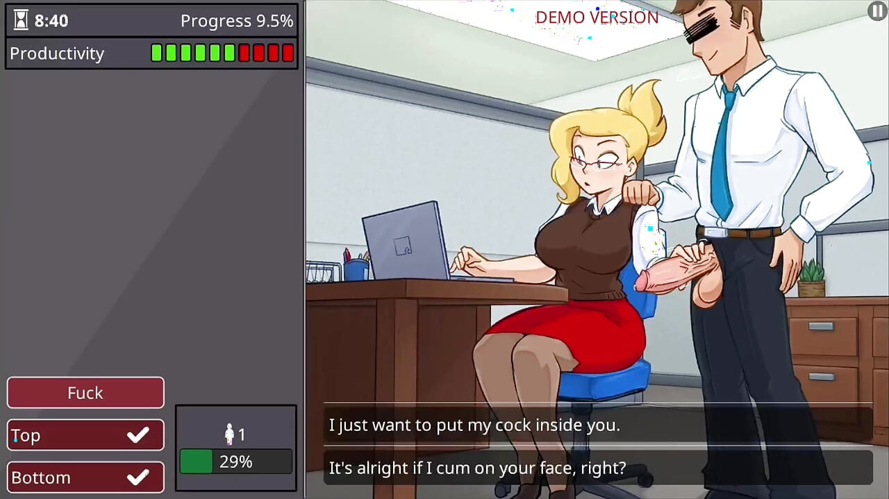 Office girl with big boobs and big ass barely working