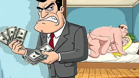 Cuckold Husband Is Furious That His Wife Is Cheating with Her Lover. Cartoon