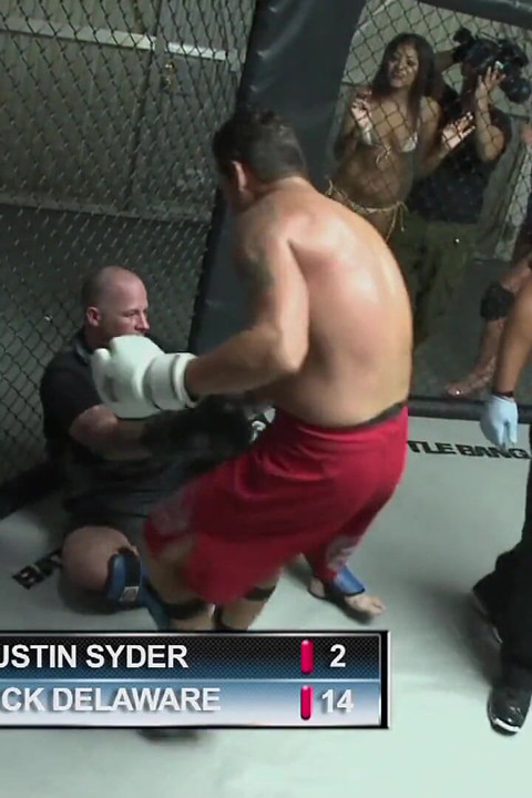 Big tit BBW ring girl volunteers to fuck the lucky winner of the cage fight