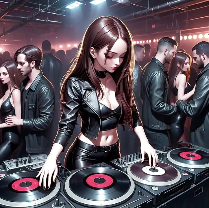 Synthwave Retrowave DJ sæt Anime SFW AI