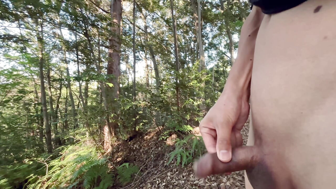 foreskin boy flashing in wood and pee