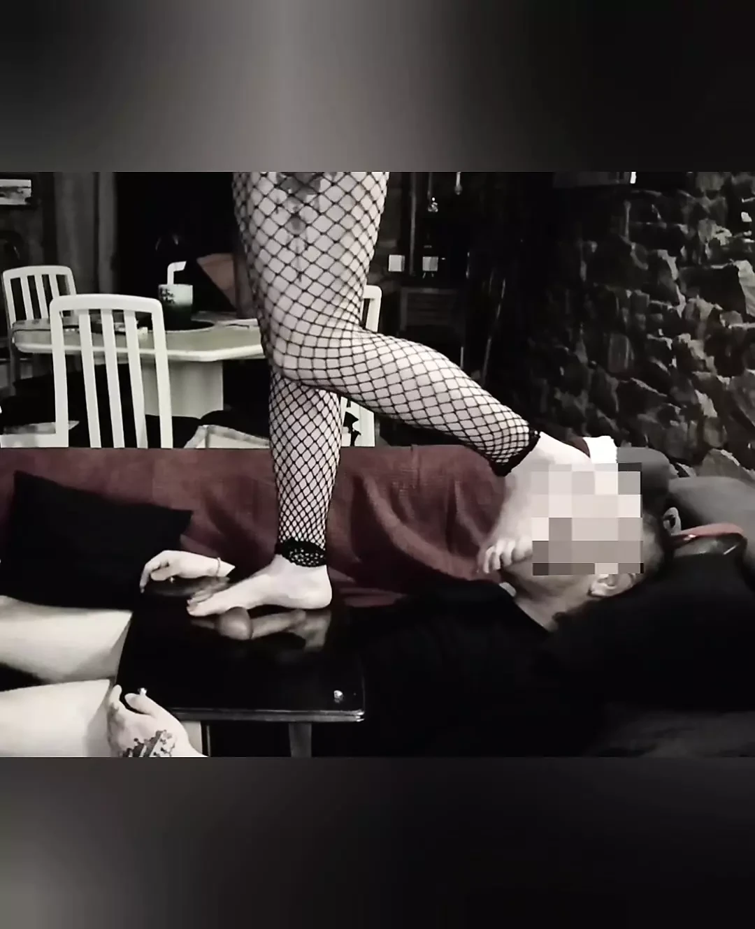 Cockbox footjob with huge cumshot